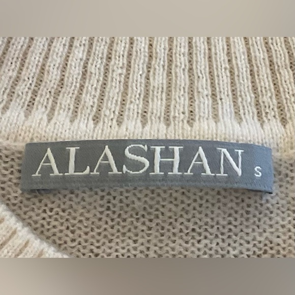 Alashan 100% Cashmere Tennis Sweater Ivory Cream Knit Preppy Country Club S - Picture 3 of 7
